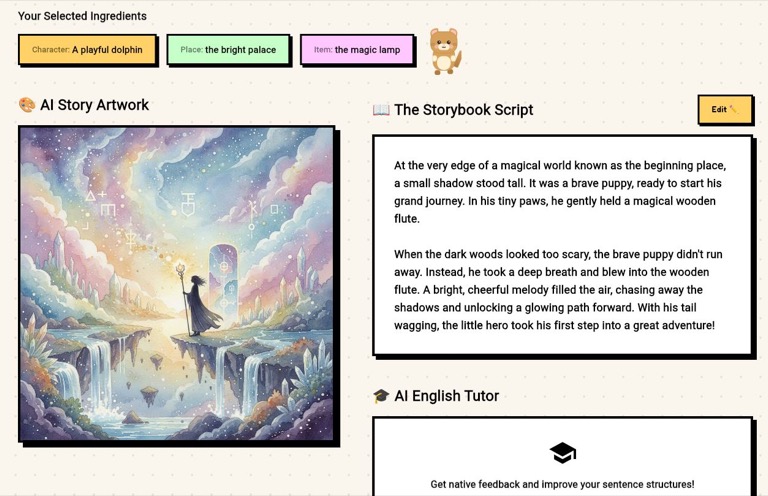 Finished illustrated story in the app